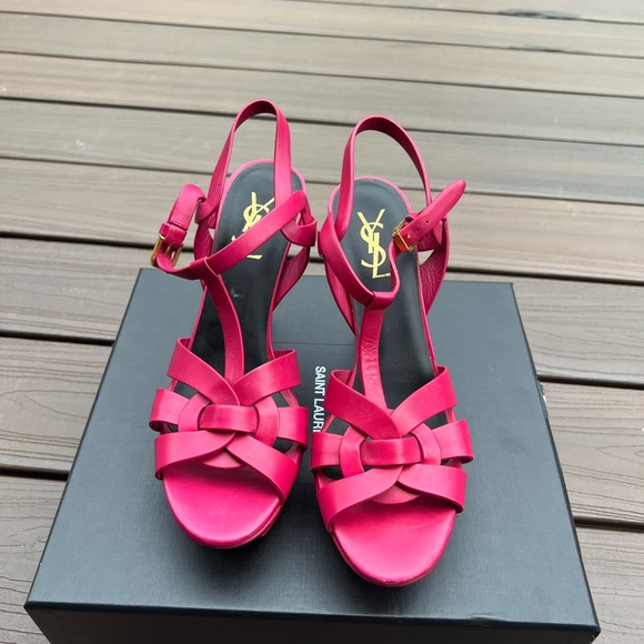 Shoes - YSL Tribute Suede Platform Sandal Pink size 38.5